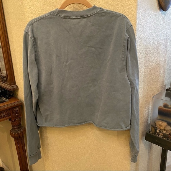 SOLD!BRANDY MELVILLE Light Teal Maine Embroidery Long Sleeve Top OS-Fit like S/M - Picture 4 of 7